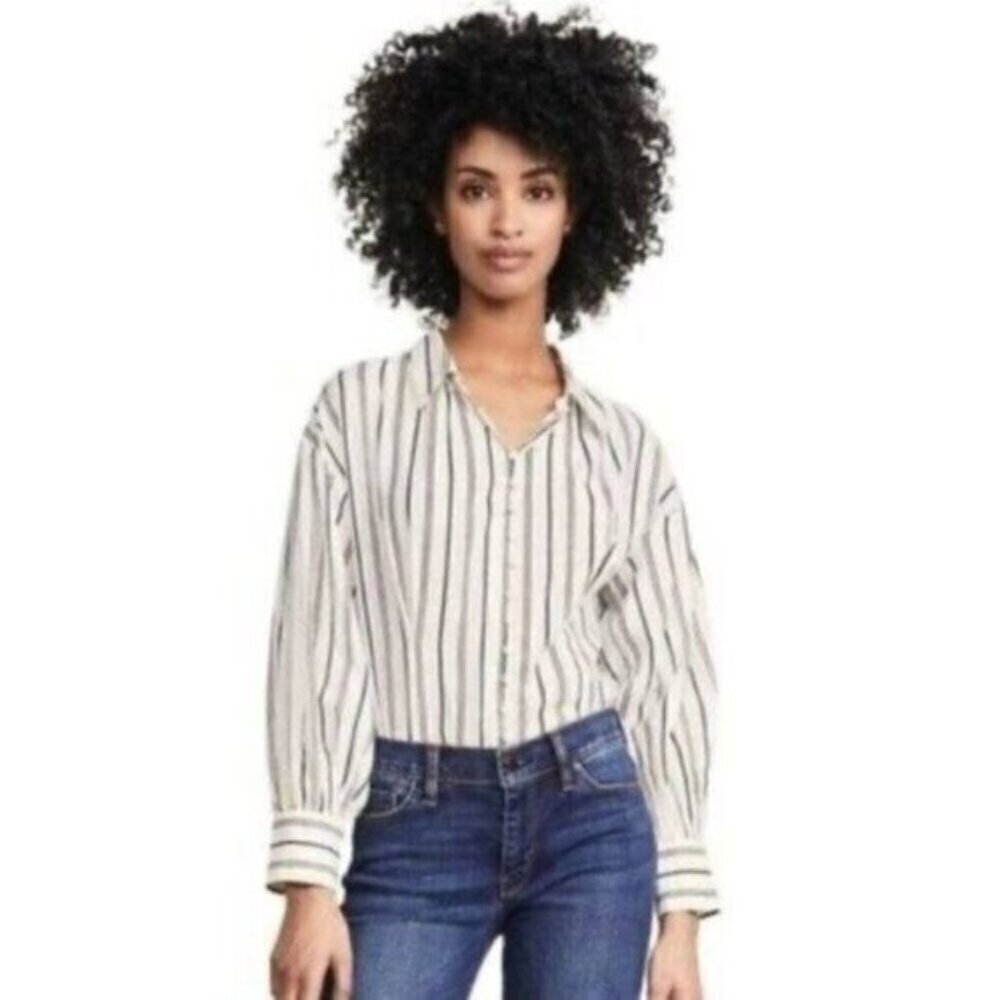 Joie Minya Striped Button Front Blouse Top New - Picture 2 of 15